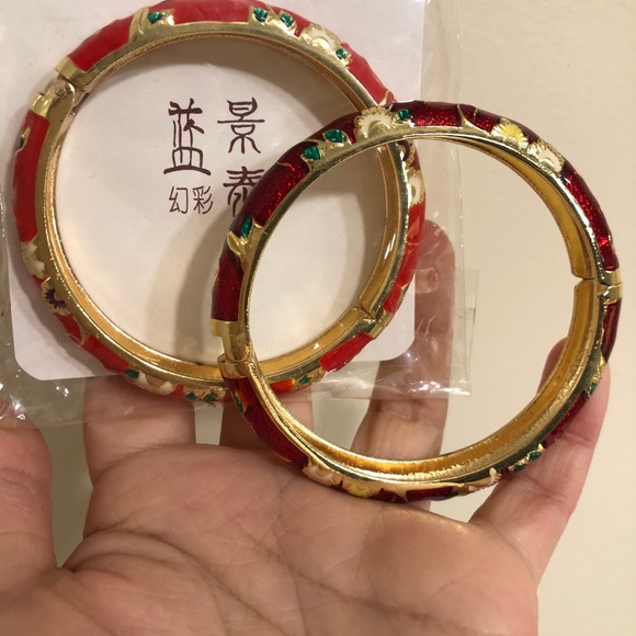 💝💝 NEW Cloisonné Enamel Hinged Bangle Bracelets - Picture 5 of 10